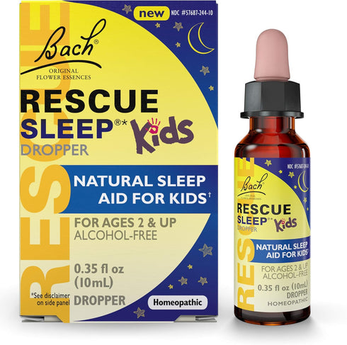 Bach RESCUE SLEEP KIDS Dropper 10mL - Natural Sleep & Stress Relief Aid, Homeopathic Flower Essence, Kid-Friendly