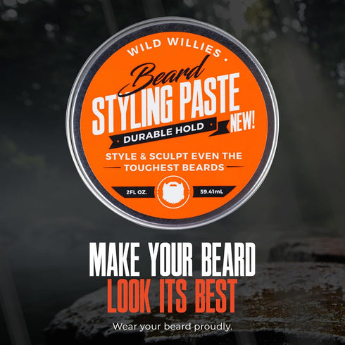 Wild Willies Medium Hold Beard Styling Paste - Men's Grooming Balm for Hydrating & Taming Flyaway Facial Hair