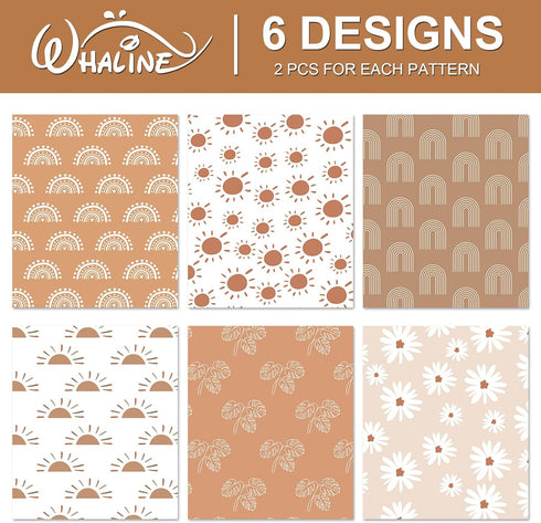 Whaline 12Pcs Modern Boho Wrapping Paper, 19.7 x 27.6 Inch Daisy Flower Rainbow Gift Wrap for DIY Crafts