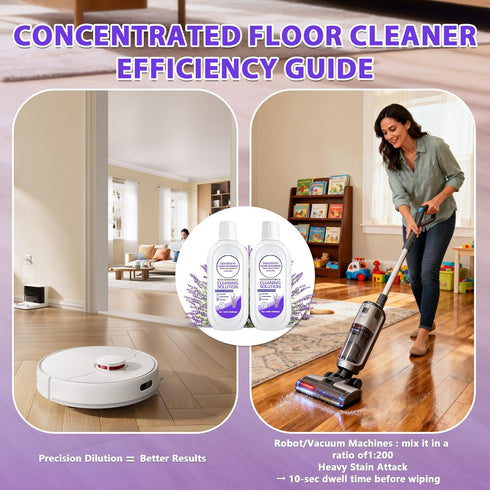 QKLYXEN (2 Floor Cleaning Solution Compatible with Tineco Lavender Floor Cleaner Long-Lasting, Fresh & Crisp Scent