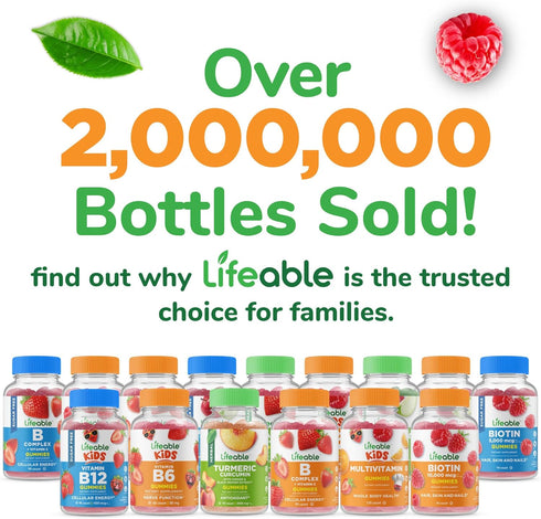Lifeable Vitamin D 5000 IU - Gummy Supplement for Strong Bones, 90 Gluten Free Vegetarian Gummies