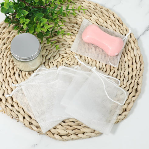 Giantree 20 Pcs Soap Bag, Soft Shower Soap Pouch Saver with Drawstring for Bath and Shower