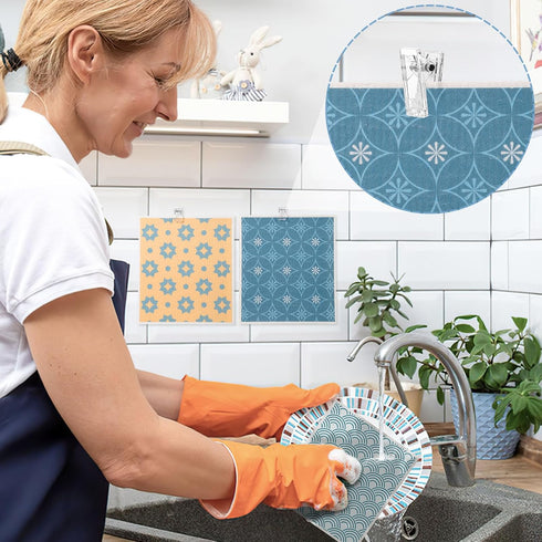 6 Pack Swedish Dishcloths for Kitchen, Reusable Paper Towels, Washable Absorbent Cellulose Sponge Cloths