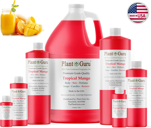 Tropical Mango Fragrance Oil 4 fl. oz. Scented Oil for DIY Soap Making, Candles, Bath Bombs, Body Butters. Used in Aromatherapy Diffusers, Burners and Warmers. Great Addition to Lotions and Creams.