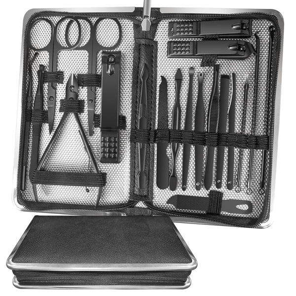Manicure Set Personal Care, 20 In 1 Professional Grooming Kit with Luxurious Travel Case for Men