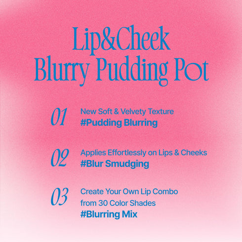 Lip&Cheek Blurry Pudding Pot, Reddish Moment - Ambitious, Buildable Lightweight Makeup Blush, 5g