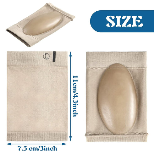 4 Pairs Compression Arch Support Sleeves with Gel Pad for Flat Foot Pain Relief, Cushioned Gel Foot Sleeves (Beige)