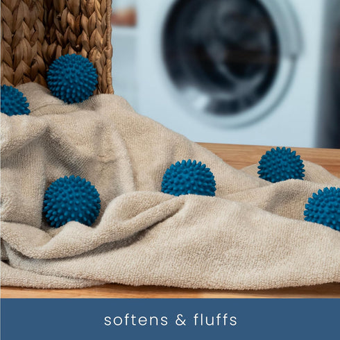 S&T INC. Reusable Plastic Dryer Balls, 6 Pack, Dark Blue, 2.5 in Fabric Softener for Laundry.
