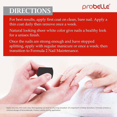 Probelle Nail Hardener Formula 1 - Extra Strong Treatment for Brittle Nails, Grows and Restores Soft, Weak Nails