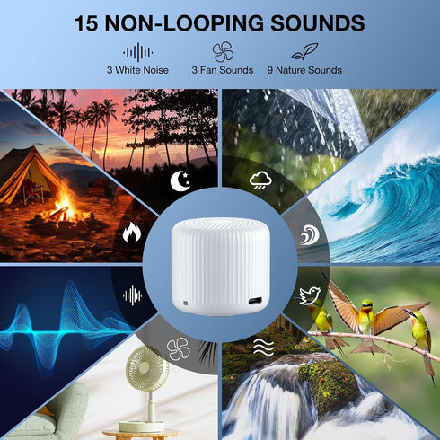 Machine,15 Portable Sound Machine for Baby Adults,LEICEX Travel Sound Non-Looping Sound Timer and Memory Play, Mini