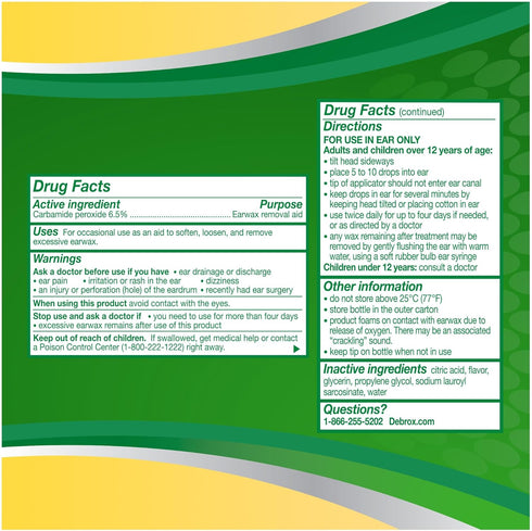 Debrox Ear Wax Removal Drops, Gentle Microfoam Remover, 0.5 Fl Oz