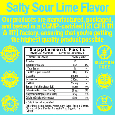 SHIZAM Electrolyte BCAA Gummies: Energy Chews with Electrolytes, Branched Chain Amino Acids, Potassium Sodium for