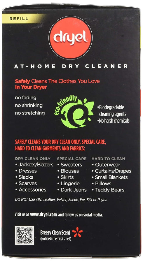 Dryel At-Home BONUS Refill Kit, Includes Extra 2 Dry Cleaning Cloths - 8 Load Capacity