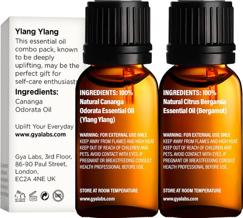 Gya Labs Ylang Ylang Essential Oil & Bergamot Essential Oil (10ml) - 2-in-1 Pack