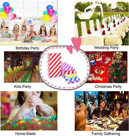 Bright Color Striped Paper Bags, Rainbow Party Bags for Kids’ Birthday Party, Baby Shower, Wedding (50CT)