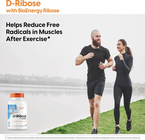 Doctor's Best D-Ribose with Bioenergy Ribose, Vegan Energy Enhancement, 120 Veggie Caps, White (DRB-00193)