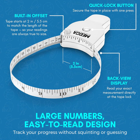 Body Fat Caliper and Measuring Tape - Skinfold Calipers and Body Fat Tape Measure Tool for Fitness & Weight-Loss