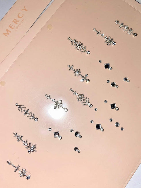 Priyanka Silver Bindis MERCY LONDON Crystal Indian Bindi Face Jewels, Gold Silver Multi Packet Bridal