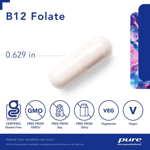 Pure Encapsulations B12 Folate - Energy Supplement with Vitamin B Folate as Metafolin, 30 Capsules, Supports Nerves,