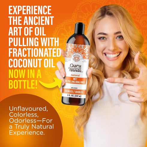 GuruNanda Gentle Cleanse Oral Care Kit MCT & CocoMint Oil Pulling Mouthwash for Natural Oral Hygiene, Happy Gums & Long