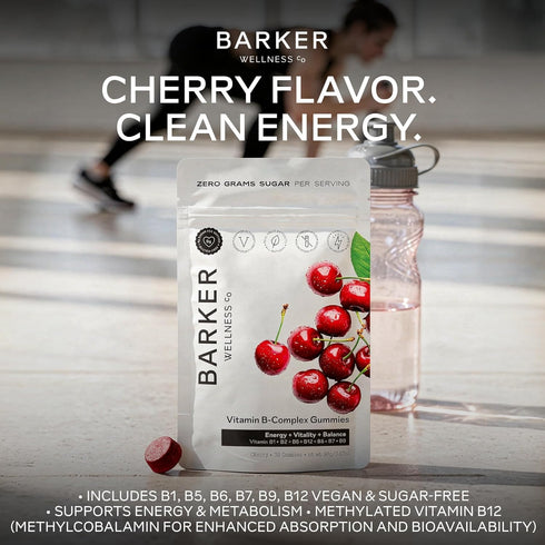 Gummies B1, B5, B6, B7 B9 B12 Barker Wellness Vegan B-Complex Comprehensive Energy & Metabolism Boost with Biotin