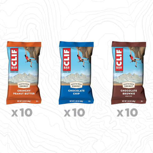 Pack 3 (30 Pack) CLIF BAR - Energy Protein Bars - Variety - Flavors - Made with Organic Oats - Energy Bars - Non-GMO