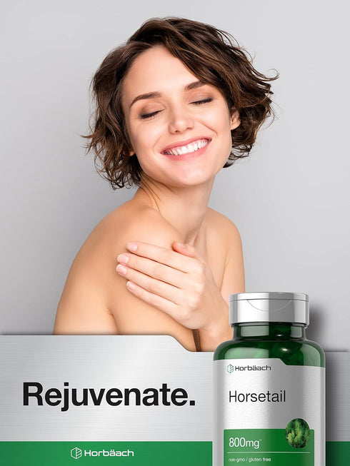 Horbaeach Horsetail Herb Extract Capsules 800mg | 180 Count | Non-GMO, Gluten Free