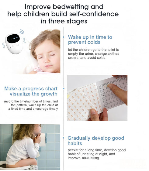 Wireless Bedwetting Alarm for Kids & Adults, Potty Training Reminder Device with Sound & Vibration, Nighttime Accident