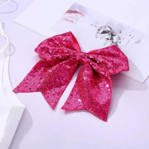 Large 7 Inch Glitter Bow Clip for Women Teens Girls, Bling Party Hair Accessories