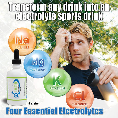 elete Electrolyte Add-in Hydration Drops - Sodium, Magnesium, Potassium & Trace Minerals, 4 Ounce