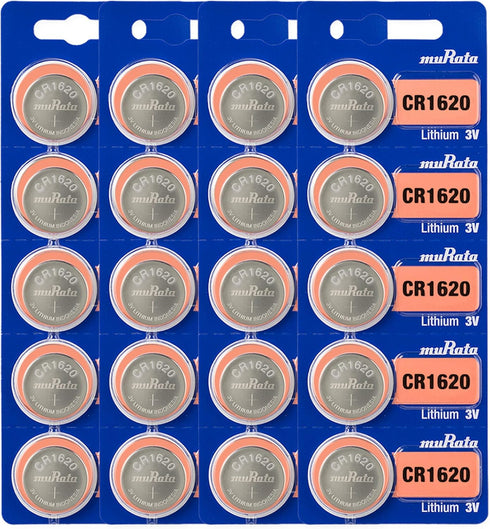 CR1620 Battery DL1620 ECR1620 3V Lithium Coin Cell (20 Batteries) - Murata