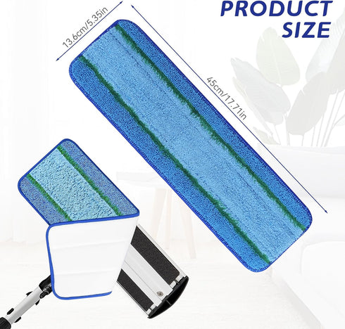 Upgraded Replacement Microfiber Mop Pads for Rubbermaid Commercial 18 Inch Mop, Reusable Wet & Dry Cleaning Flat Mop