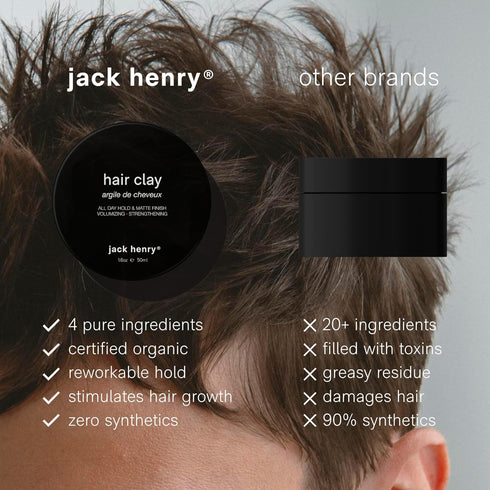 Jack Henry Premium Hair Clay for Men, Matte Finish, All Day Hold, Natural Scent, 1.6 oz