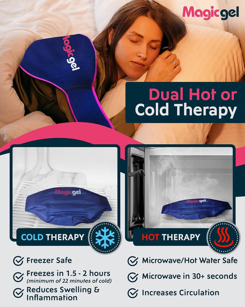 Magic Gel Ice Pack for Back Pain Relief, 2 Pack Lower Back Wrap for Hot or Cold Therapy