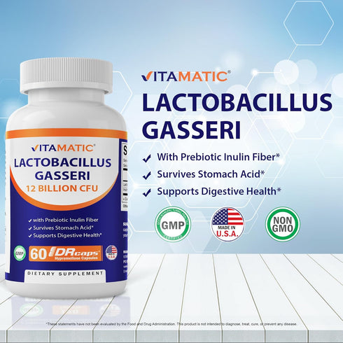 Vitamatic Lactobacillus Gasseri, 12 Billion per DR Capsule, 60 Count, Digestive Support