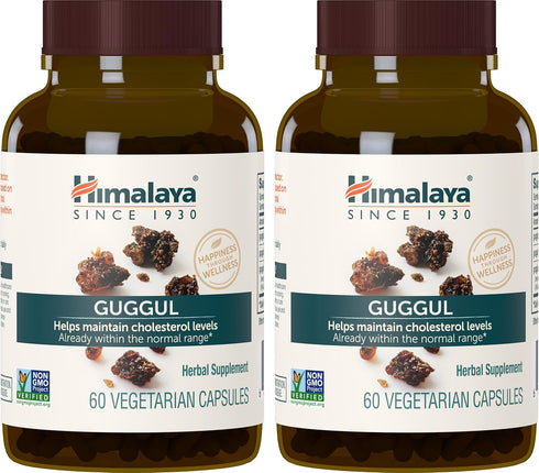 Himalaya Guggul, Cholesterol Supplement for Healthy LDL, HDL, and Triglyceride Levels, 750 mg, 60 Vegetarian Capsules,