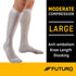 FUTURO Anti-Embolism Knee Length Stockings, Large Regular, White, Moderate (18 mm/Hg)