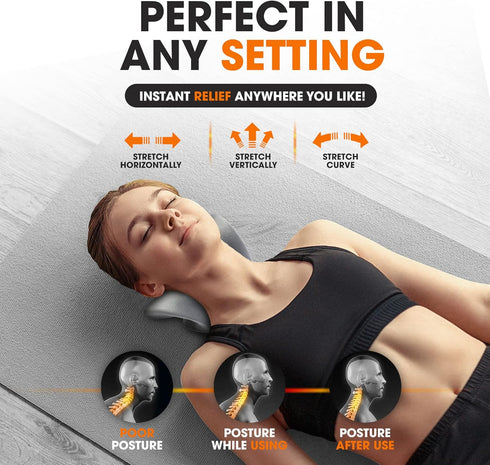 Cheer Collection Neck and Shoulder Relaxer - Washable Cover Neck Stretcher Pillow for Pain Relief, Gray