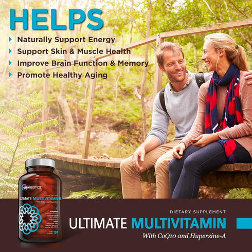 OmniBiotics Ultimate Daily Multivitamin for Women & Men, 120 Vegan Capsules with 34 Essential Ingredients