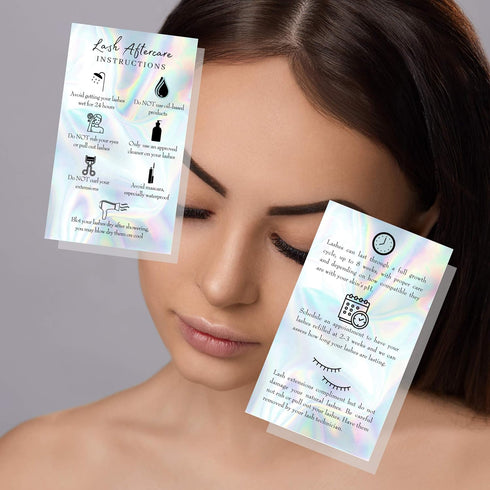 Lash Extension Aftercare Cards, 50 Pack, Business Card Size 3.5 x 2" inches After Care (2-3 Week Fillers),