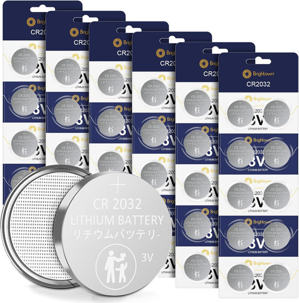 Brightown CR2032 Batteries, 3V Lithium Coin Cell Batteries, 60 Count for Small Electronic Devices