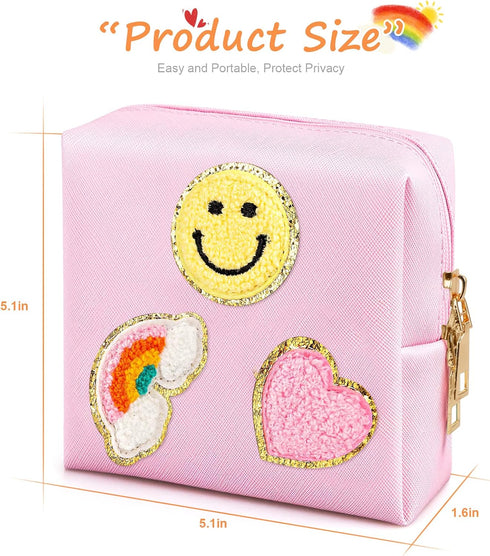 2 Pack Period Bag, PU Leather Sanitary Napkin Storage Bag for Feminine Pads, Liners, Tampons, and Reusable Pads,