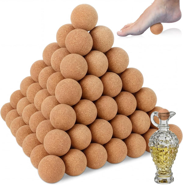 Novabright 100 Pack Cork Massage Ball 1.4 Inch Mini Myofascial Release Pressure Point