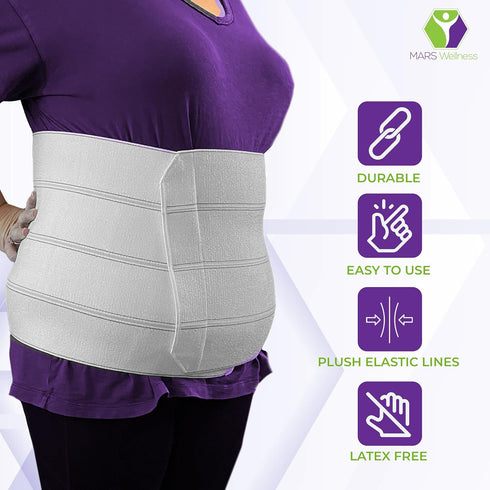 MARS WELLNESS Premium Plus Size Bariatric Abdominal Binder, 12" 4 Section/Panel for Waist Sizes 55" - 72"