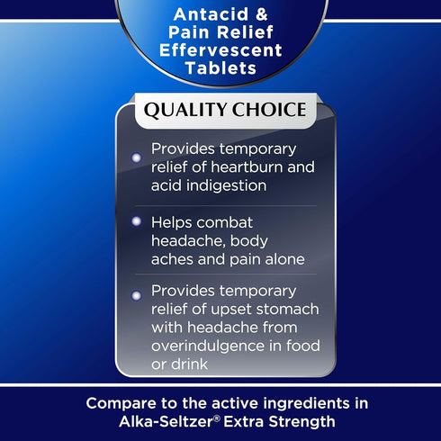 Quality Choice Extra Strength Effervescent Antacid and Pain Relief Tablets, 24 Effervescent Tablets
