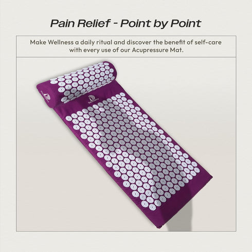 Acupressure Mat & Pillow Set with Hot/Cold Gel Pack - for Back and Neck Pain Relief, Sciatica, Ideal Acupuncture Mat