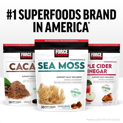 FORCE FACTOR Sea Moss Soft Chews - Support Immunity, Digestion, Heart Health, Irish Sea Moss Superfood, Non-GMO,
