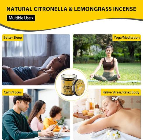 Outdoor Mosquito Repellent Candle with Citronella, Lemongrass & Rosemary