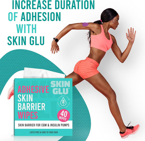 Not Just A Patch Skin Glu Skin Prep Wipes (40 Pack) – Hypoallergenic, Latex-Free Pre-CGM Skin Barrier Wipes for Blood