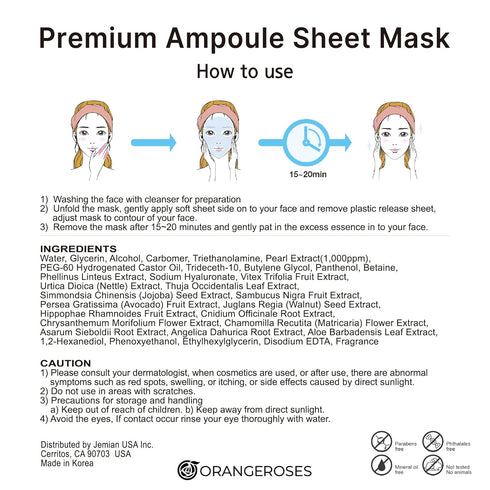 10 Pcs Combo Vital Ampoule Sheet Mask, Korean Facial Skincare Sheet for Moisturization, Wrinkle Care, Brightening